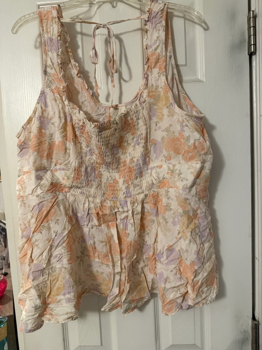 torrid Floral Sleeveless Tunic in Peach, Lavender & Cream - Picture 2 of 3
